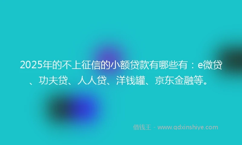 2025年的不上征信的小额贷款有哪些有：e微贷、功夫贷、人人贷、洋钱罐、京东金融等。