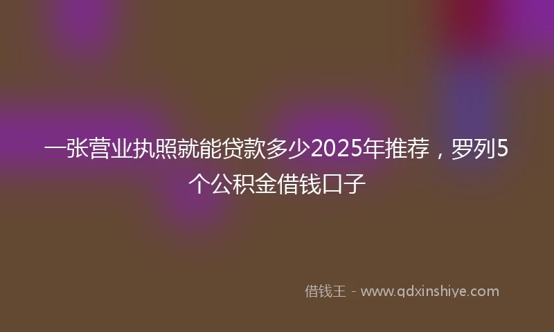 一张营业执照就能贷款多少2025年推荐，罗列5个公积金借钱口子