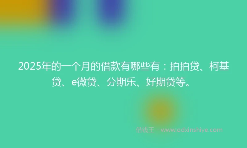 2025年的一个月的借款有哪些有：拍拍贷、柯基贷、e微贷、分期乐、好期贷等。