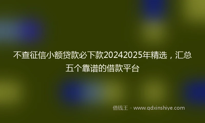 不查征信小额贷款必下款20242025年精选，汇总五个靠谱的借款平台