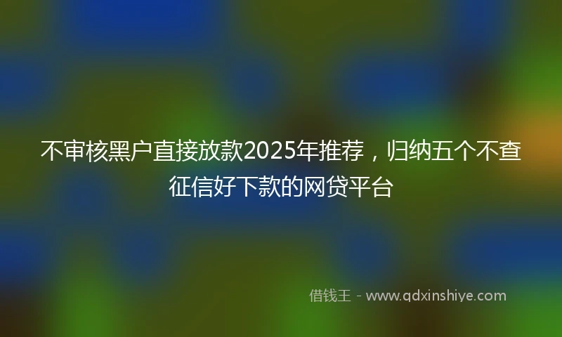 不审核黑户直接放款2025年推荐，归纳五个不查征信好下款的网贷平台
