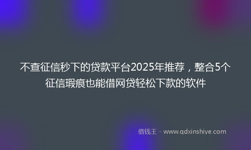 不查征信秒下的贷款平台2025年推荐，整合5个征信瑕疵也能借网贷轻松下款的软件