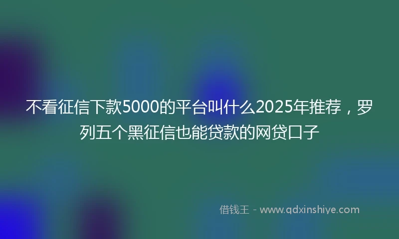 不看征信下款5000的平台叫什么2025年推荐，罗列五个黑征信也能贷款的网贷口子
