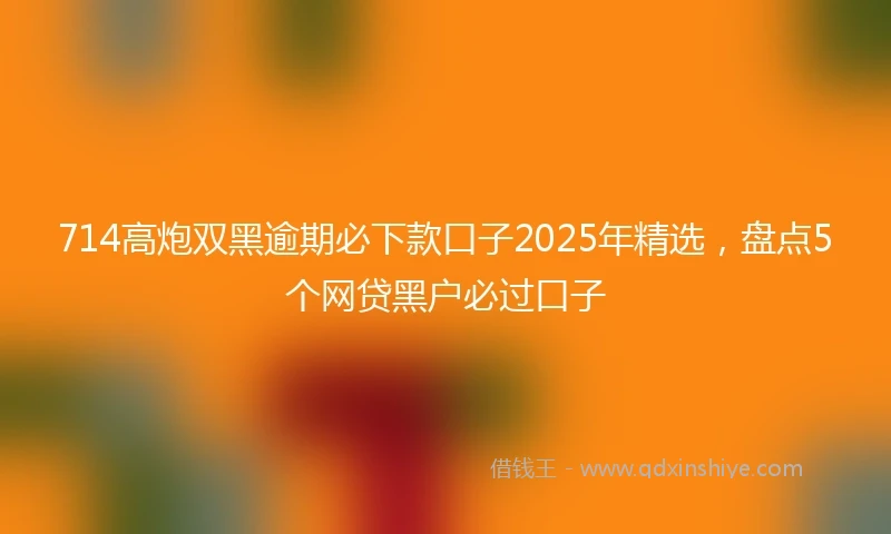714高炮双黑逾期必下款口子2025年精选，盘点5个网贷黑户必过口子