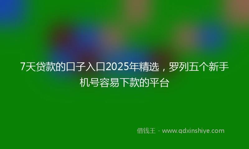 7天贷款的口子入口2025年精选，罗列五个新手机号容易下款的平台