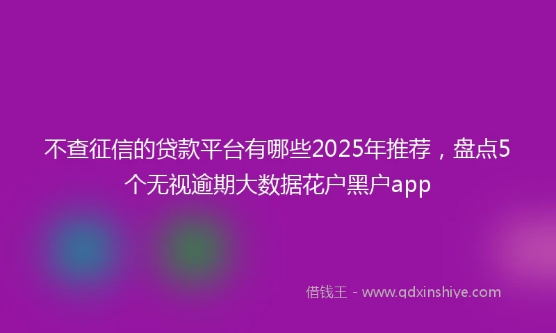 不查征信的贷款平台有哪些2025年推荐，盘点5个无视逾期大数据花户黑户app