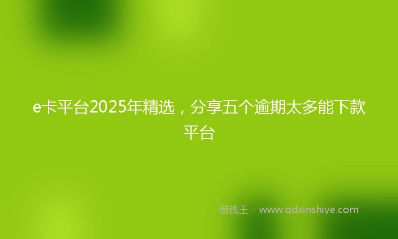 e卡平台2025年精选，分享五个逾期太多能下款平台