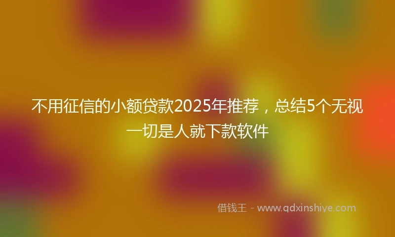 不用征信的小额贷款2025年推荐，总结5个无视一切是人就下款软件