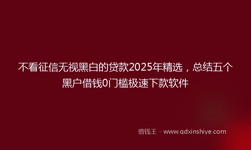 不看征信无视黑白的贷款2025年精选，总结五个黑户借钱0门槛极速下款软件