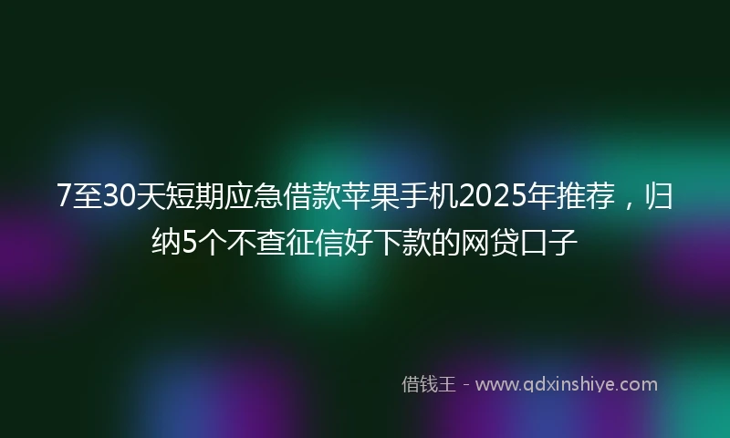7至30天短期应急借款苹果手机2025年推荐，归纳5个不查征信好下款的网贷口子