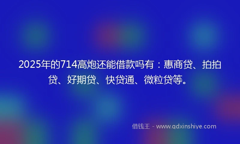 2025年的714高炮还能借款吗有：惠商贷、拍拍贷、好期贷、快贷通、微粒贷等。