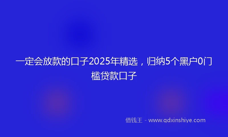 一定会放款的口子2025年精选，归纳5个黑户0门槛贷款口子