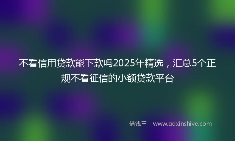 不看信用贷款能下款吗2025年精选，汇总5个正规不看征信的小额贷款平台