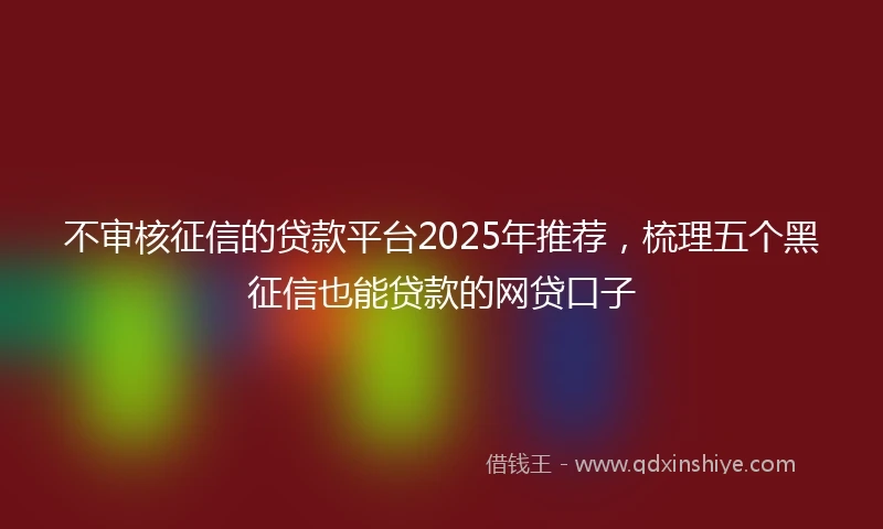 不审核征信的贷款平台2025年推荐，梳理五个黑征信也能贷款的网贷口子