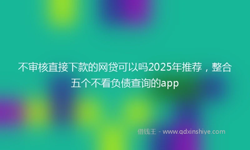不审核直接下款的网贷可以吗2025年推荐，整合五个不看负债查询的app