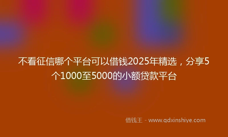 不看征信哪个平台可以借钱2025年精选，分享5个1000至5000的小额贷款平台