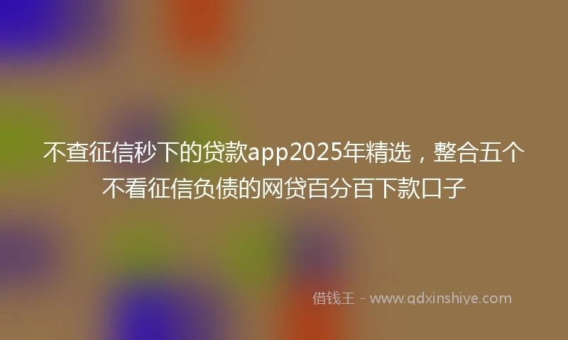 不查征信秒下的贷款app2025年精选，整合五个不看征信负债的网贷百分百下款口子