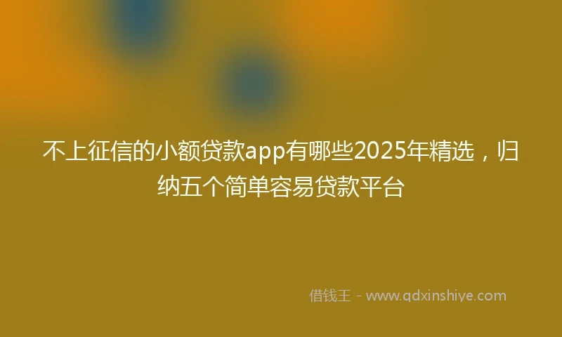 不上征信的小额贷款app有哪些2025年精选，归纳五个简单容易贷款平台