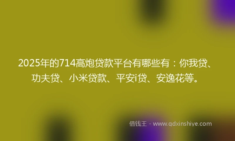 2025年的714高炮贷款平台有哪些有：你我贷、功夫贷、小米贷款、平安i贷、安逸花等。