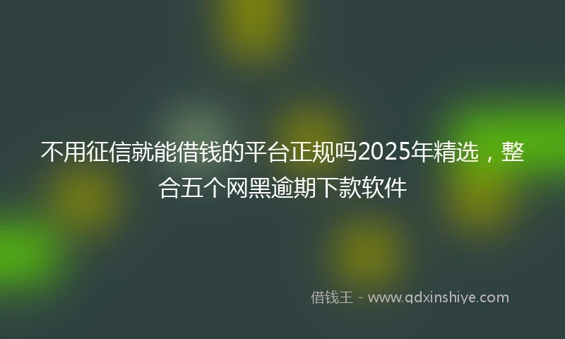 不用征信就能借钱的平台正规吗2025年精选，整合五个网黑逾期下款软件