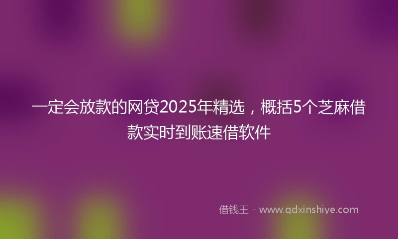 一定会放款的网贷2025年精选，概括5个芝麻借款实时到账速借软件
