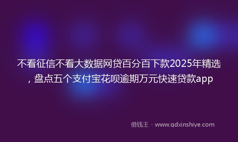 不看征信不看大数据网贷百分百下款2025年精选，盘点五个支付宝花呗逾期万元快速贷款app