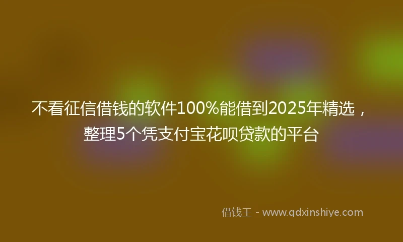 不看征信借钱的软件100%能借到2025年精选，整理5个凭支付宝花呗贷款的平台