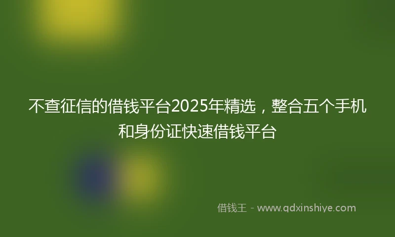 不查征信的借钱平台2025年精选，整合五个手机和身份证快速借钱平台