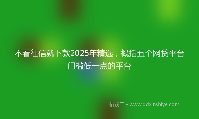 不看征信就下款2025年精选，概括五个网贷平台门槛低一点的平台