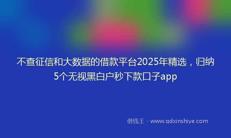不查征信和大数据的借款平台2025年精选，归纳5个无视黑白户秒下款口子app