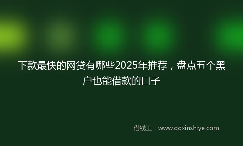 下款最快的网贷有哪些2025年推荐，盘点五个黑户也能借款的口子