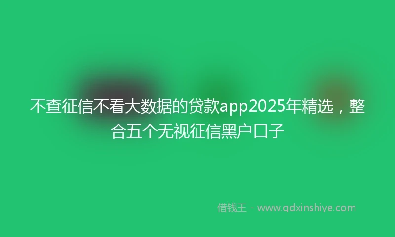 不查征信不看大数据的贷款app2025年精选,整合五个无视征信黑户口子
