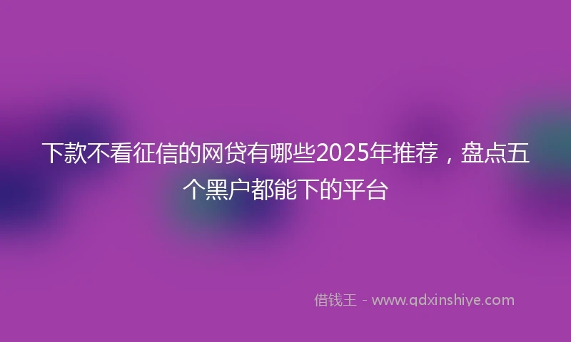下款不看征信的网贷有哪些2025年推荐，盘点五个黑户都能下的平台