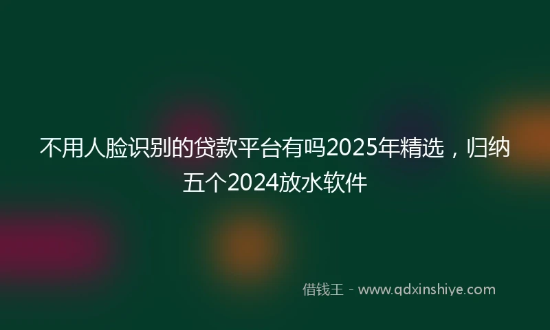 不用人脸识别的贷款平台有吗2025年精选，归纳五个2024放水软件