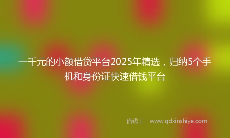 一千元的小额借贷平台2025年精选，归纳5个手机和身份证快速借钱平台