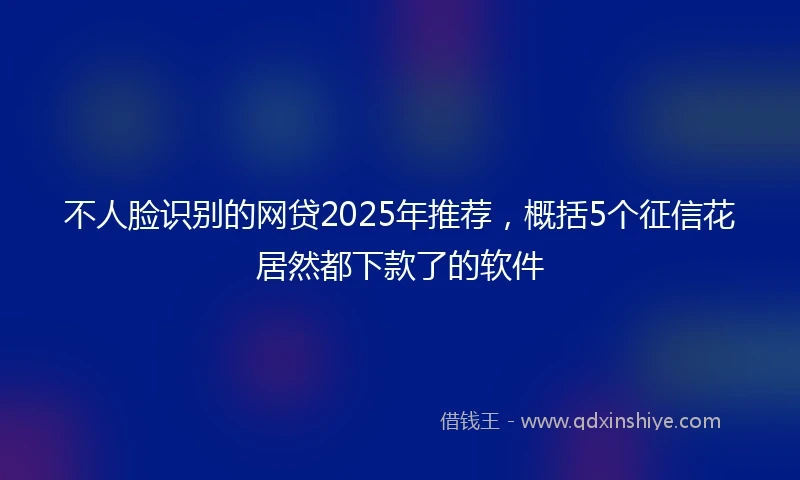 不人脸识别的网贷2025年推荐，概括5个征信花居然都下款了的软件