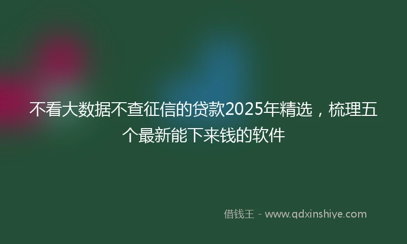 不看大数据不查征信的贷款2025年精选，梳理五个最新能下来钱的软件
