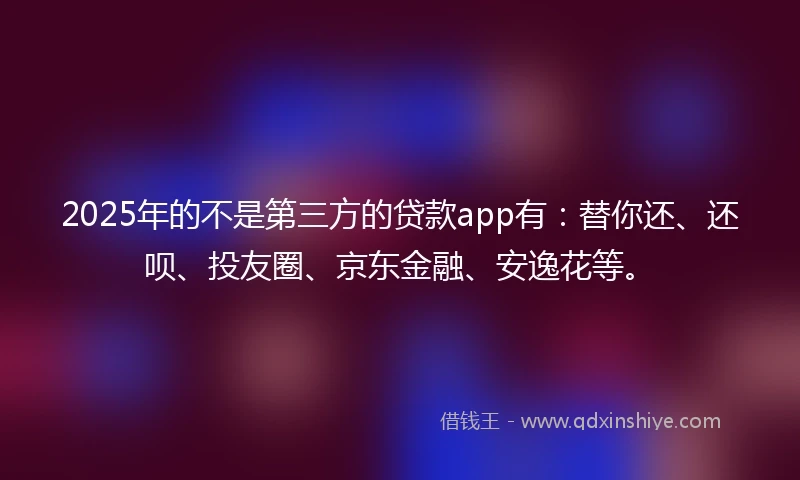 2025年的不是第三方的贷款app有：替你还、还呗、投友圈、京东金融、安逸花等。