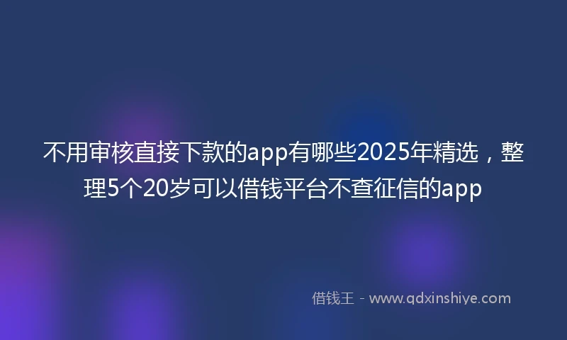 不用审核直接下款的app有哪些2025年精选，整理5个20岁可以借钱平台不查征信的app