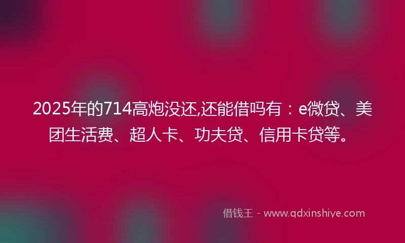 2025年的714高炮没还,还能借吗有：e微贷、美团生活费、超人卡、功夫贷、信用卡贷等。