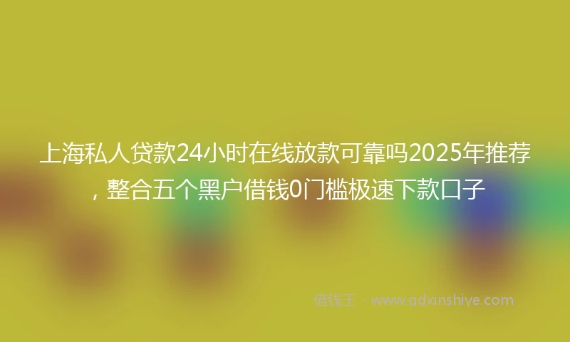 上海私人贷款24小时在线放款可靠吗2025年推荐，整合五个黑户借钱0门槛极速下款口子