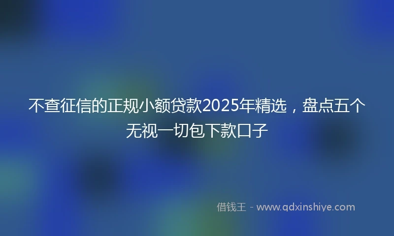 不查征信的正规小额贷款2025年精选，盘点五个无视一切包下款口子
