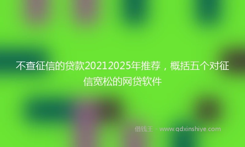 不查征信的贷款20212025年推荐，概括五个对征信宽松的网贷软件