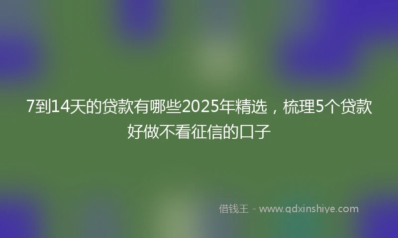 7到14天的贷款有哪些2025年精选，梳理5个贷款好做不看征信的口子