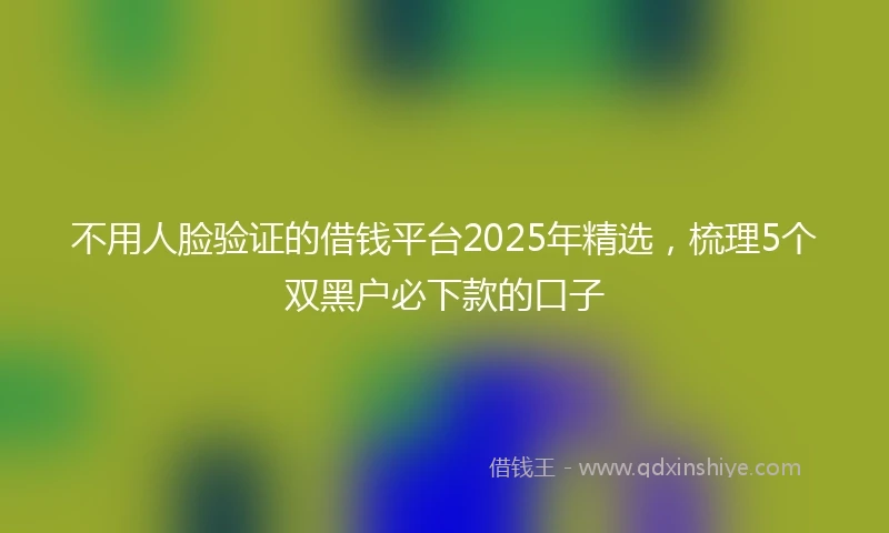 不用人脸验证的借钱平台2025年精选，梳理5个双黑户必下款的口子