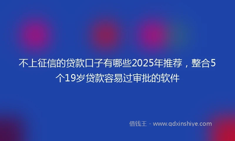 不上征信的贷款口子有哪些2025年推荐，整合5个19岁贷款容易过审批的软件
