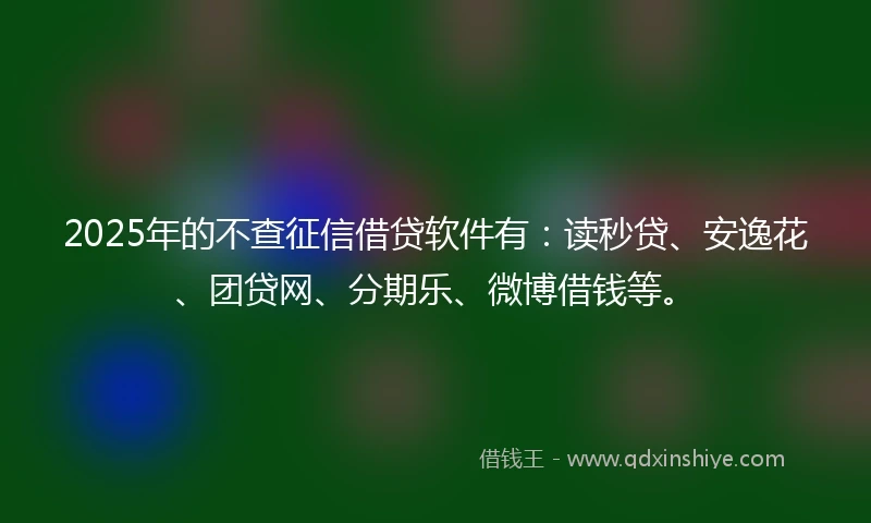 2025年的不查征信借贷软件有：读秒贷、安逸花、团贷网、分期乐、微博借钱等。