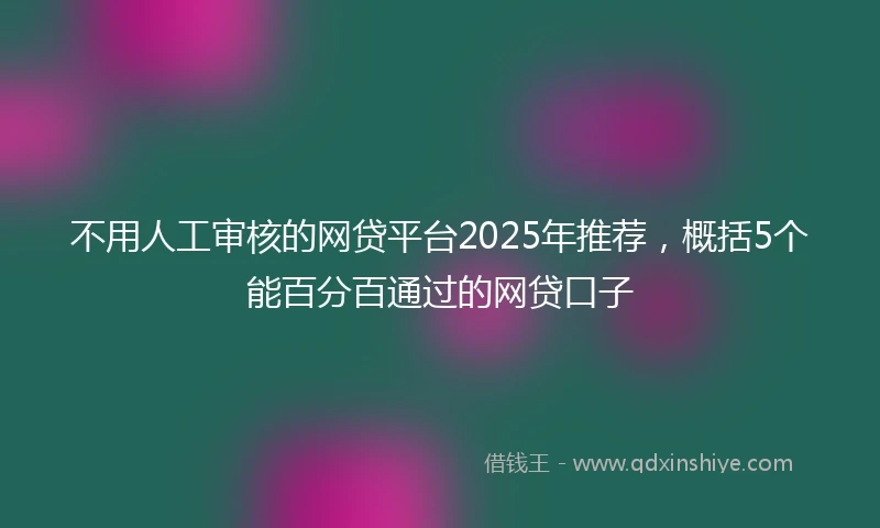 不用人工审核的网贷平台2025年推荐，概括5个能百分百通过的网贷口子