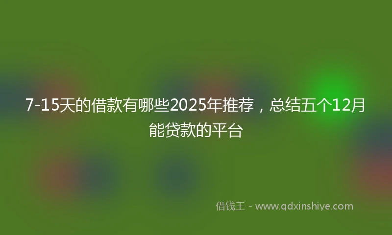 7-15天的借款有哪些2025年推荐,总结五个12月能贷款的平台