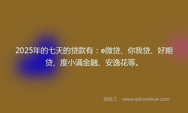 2025年的七天的贷款有：e微贷、你我贷、好期贷、度小满金融、安逸花等。